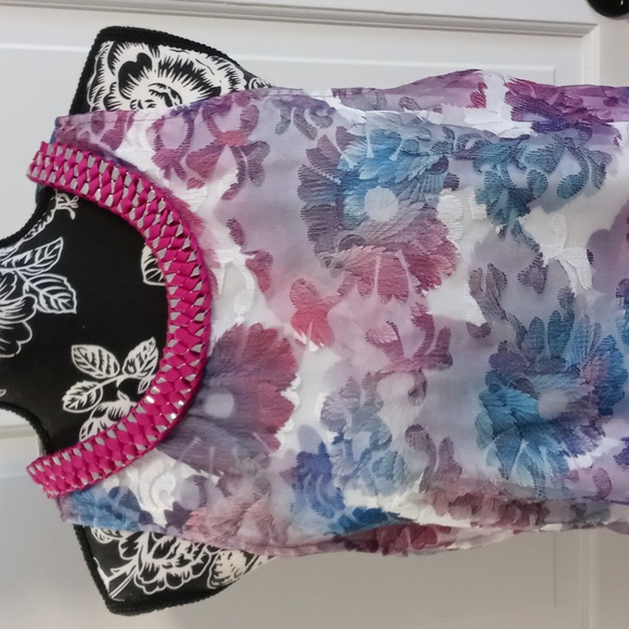 💜Badgley Mischka Belle💜 - Floral A-Line Sleeveless Olga Dress - Picture 6 of 13